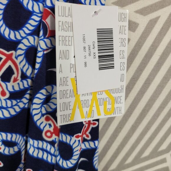 NEW Lularoe Carly NWT Dress Size XXS Short Sleeve Nautical Life Preserver Anchor - Picture 6 of 8